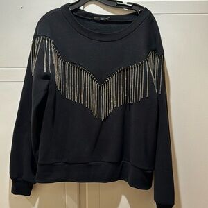 All saints rhinestone tassel sweatshirt